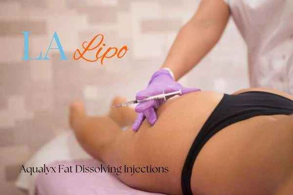 Woman having fat dissolving injections Old Trafford on thighs