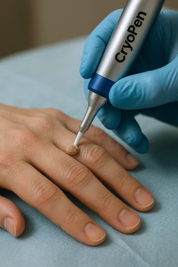 example of cryopen wart removal Old Trafford treatment on a persons finger