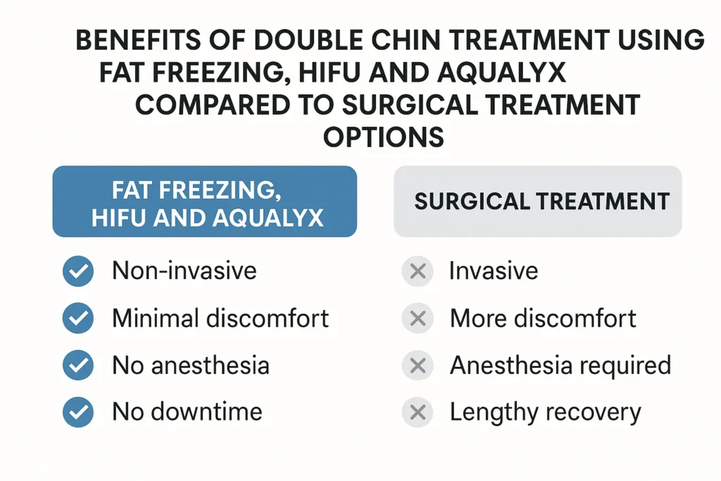 Graphic about the benefits of double chin treatment Old Trafford - from LA LIPO