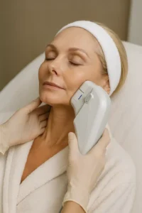 Woman receiving HIFU non surgical facelift treatment Old Trafford