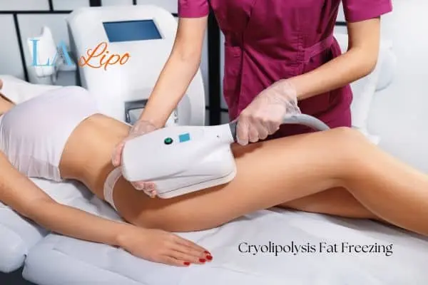 Woman receiving coolsculpting Old Trafford treatment on her thighs